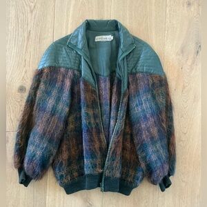 Vintage Multicolor Mohair Jacket with Leather Accents